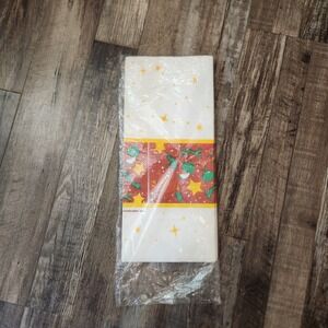 Vintage‎ 1994 Paper Art Christmas Magic Tablecover 54x102 Holiday Tablecloth NEW